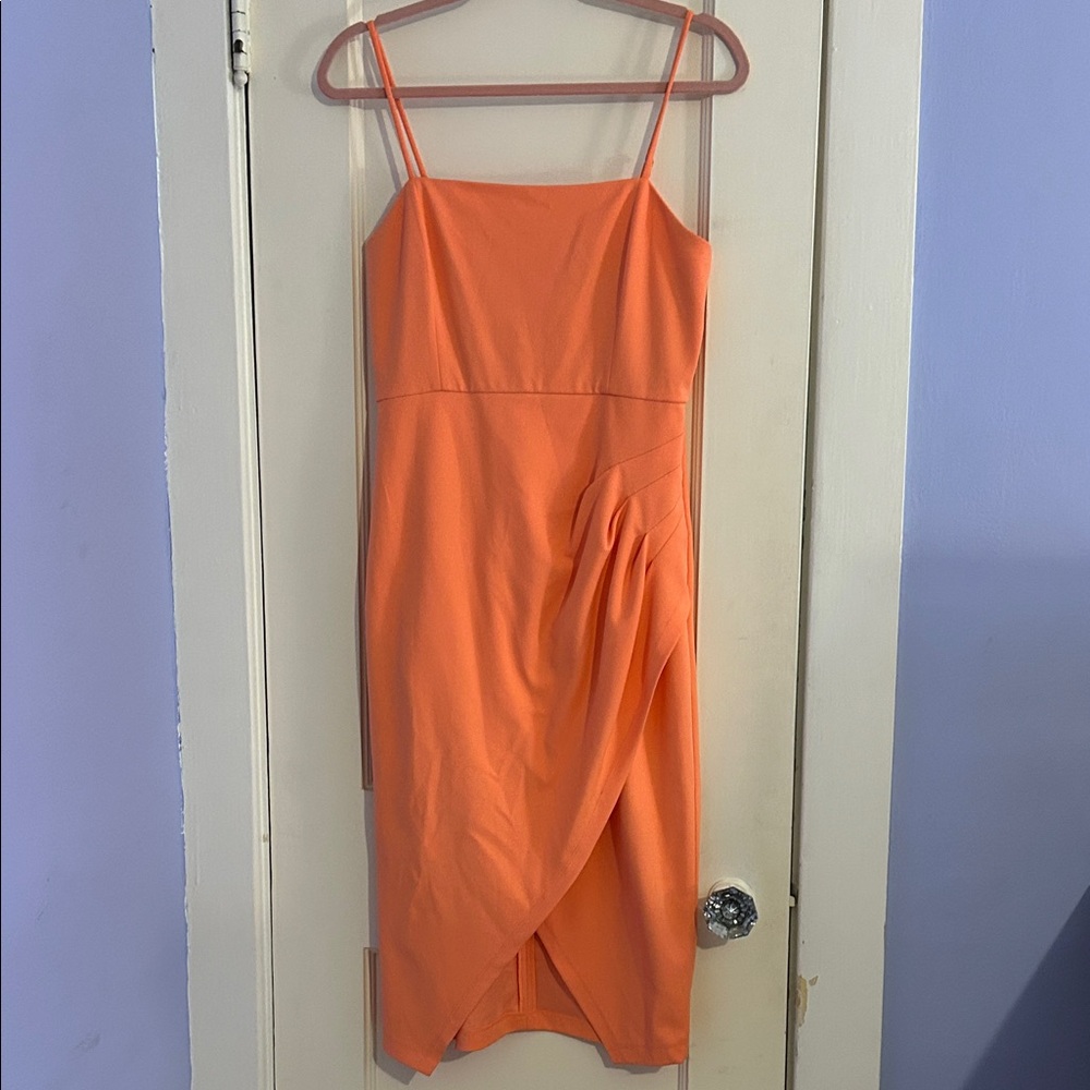 Laundry By Shelli Segal Vibrant Orange Midi Dress